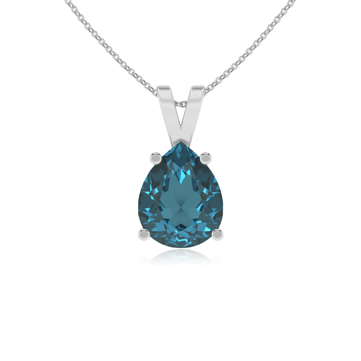 natural london-blue-topaz pear solitaire v-bale necklaces in platinum 