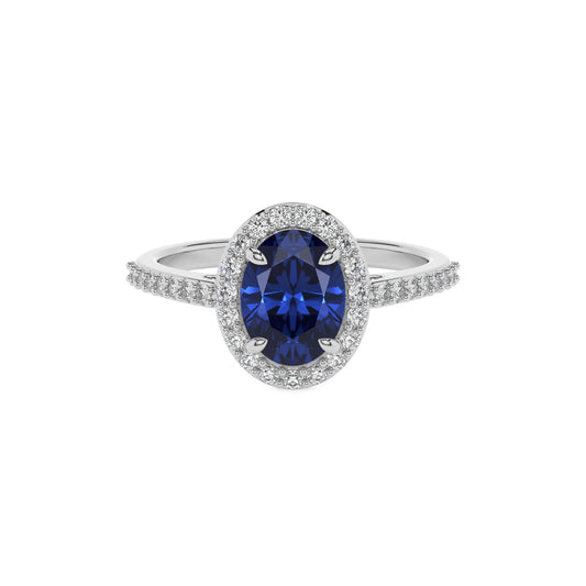 lab grown blue-sapphire oval solitaire rings in white gold 