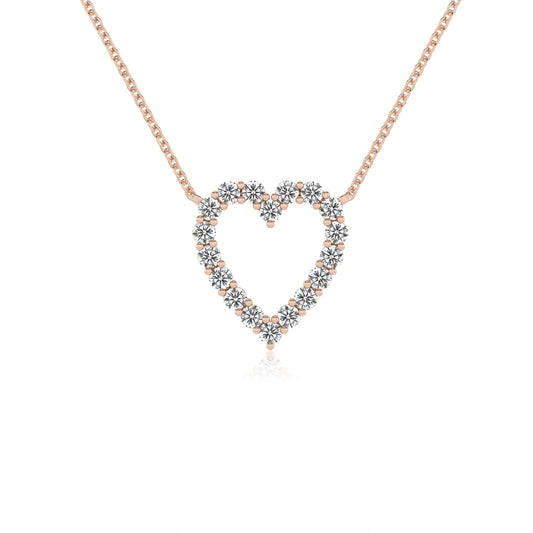 lab grown moissanite round v-bale necklaces in rose gold 