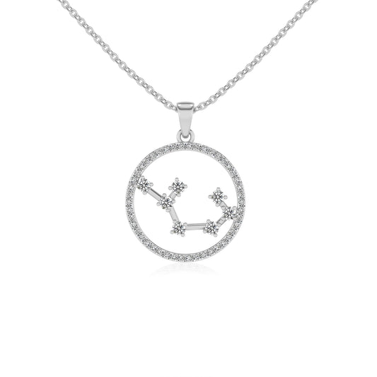 lab grown moissanite round necklaces in white gold 