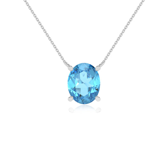 natural swiss-blue-topaz oval solitaire necklaces in platinum 