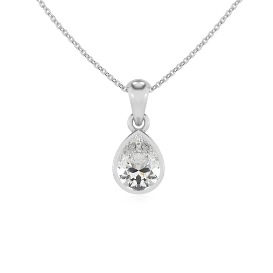 lab grown moissanite pear solitaire necklaces in platinum 