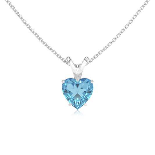 natural swiss-blue-topaz heart solitaire v-bale necklaces in sterling silver 