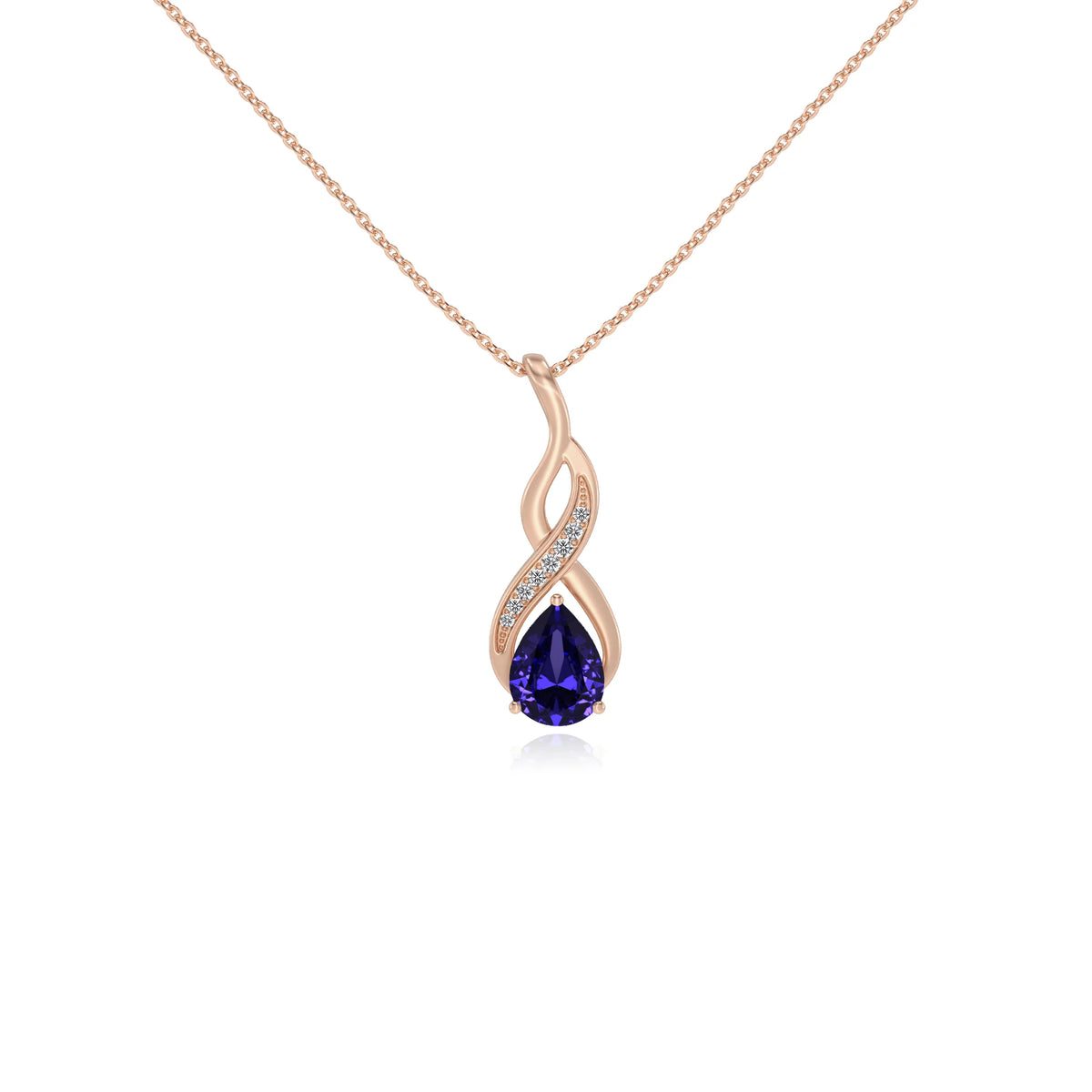 lab grown tanzanite pear solitaire necklaces in rose gold 