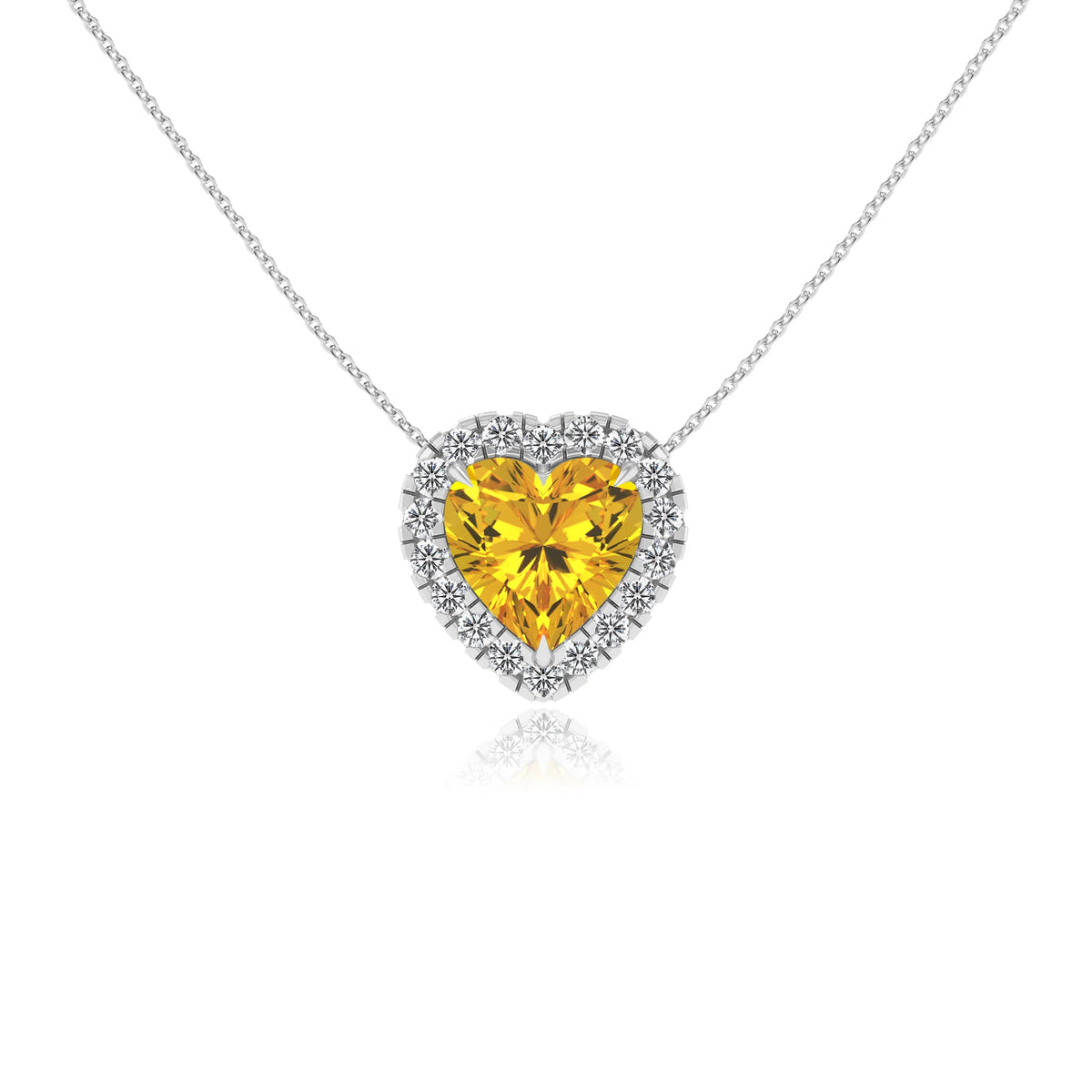 lab grown yellow sapphire heart solitaire necklaces in sterling silver 