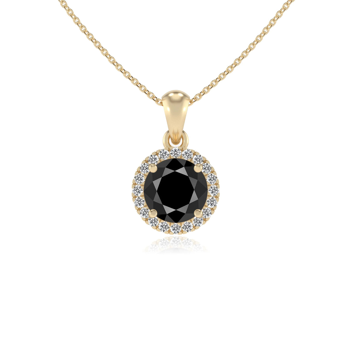 natural black-onyx round solitaire necklaces in yellow gold 