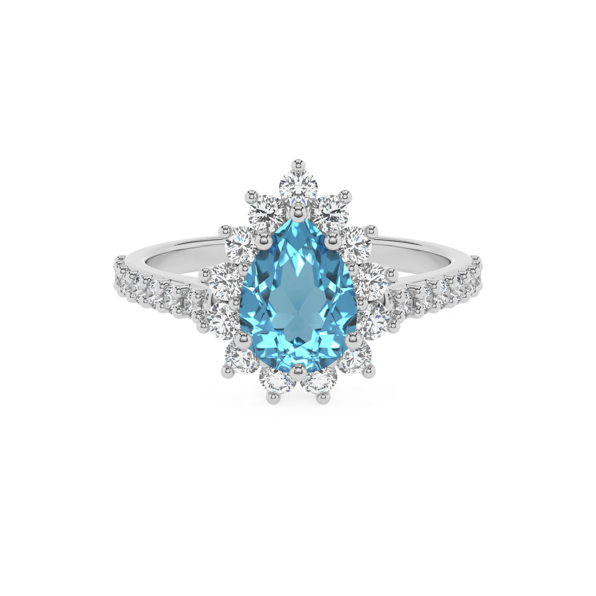 natural swiss-blue-topaz pear solitaire rings in white gold 