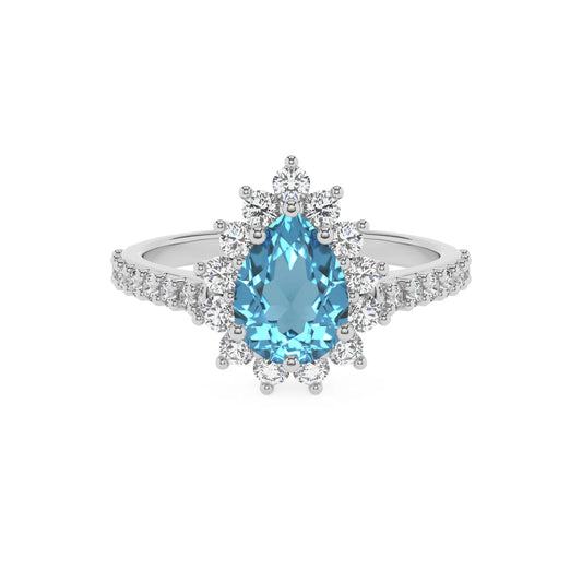 natural swiss-blue-topaz pear solitaire rings in white gold 