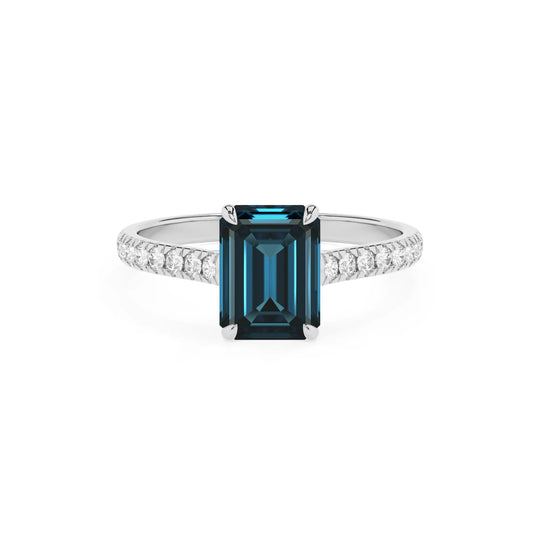 natural london-blue-topaz emerald cut half eternity solitaire engagement rings in white gold 