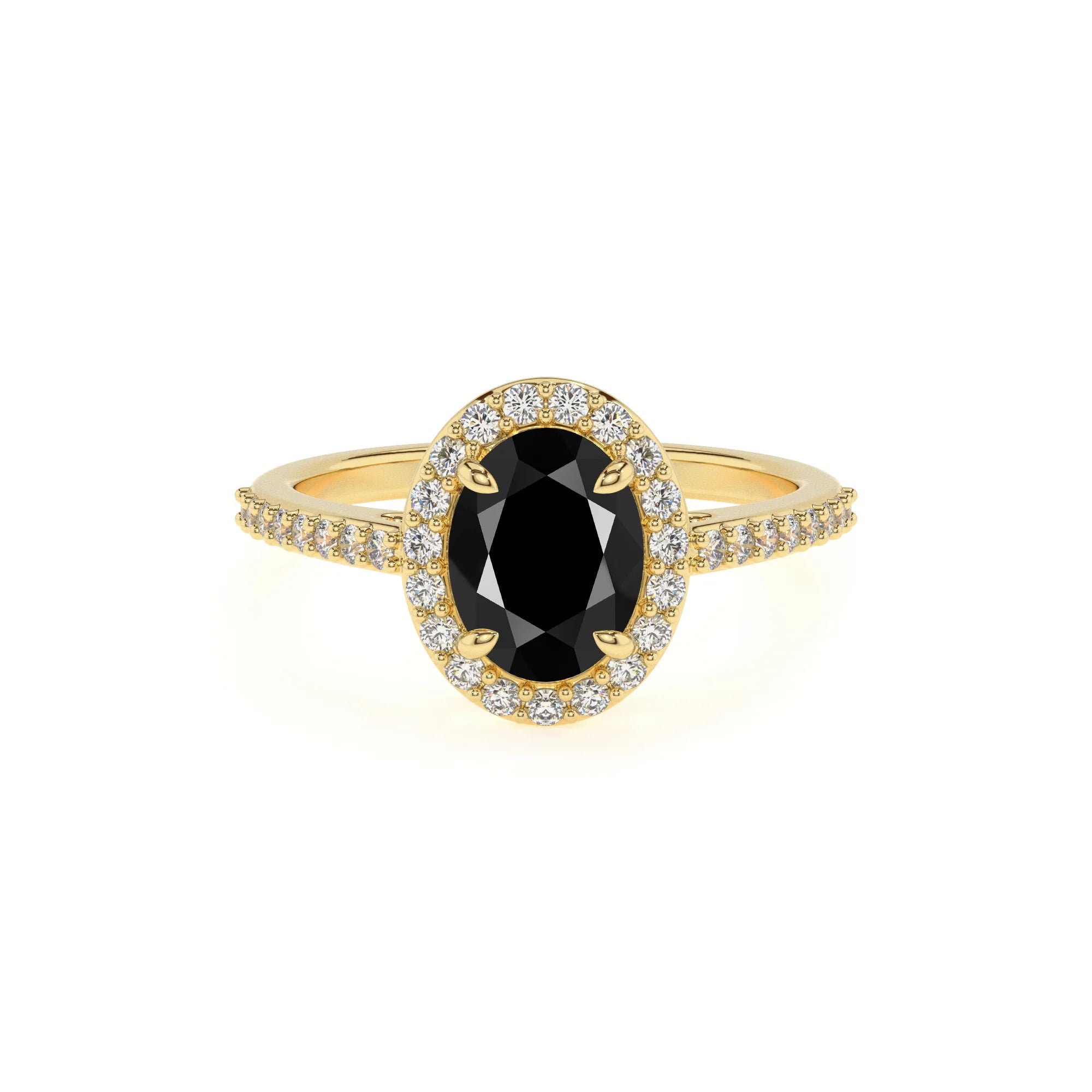 natural black-onyx oval solitaire rings in yellow gold 