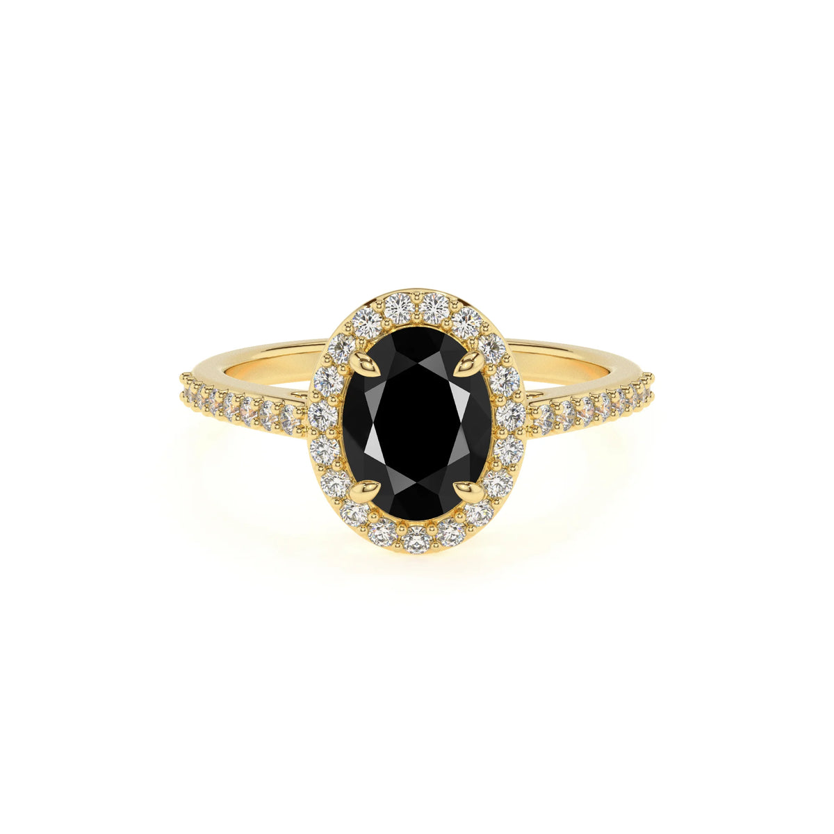 natural black-onyx oval solitaire rings in yellow gold 