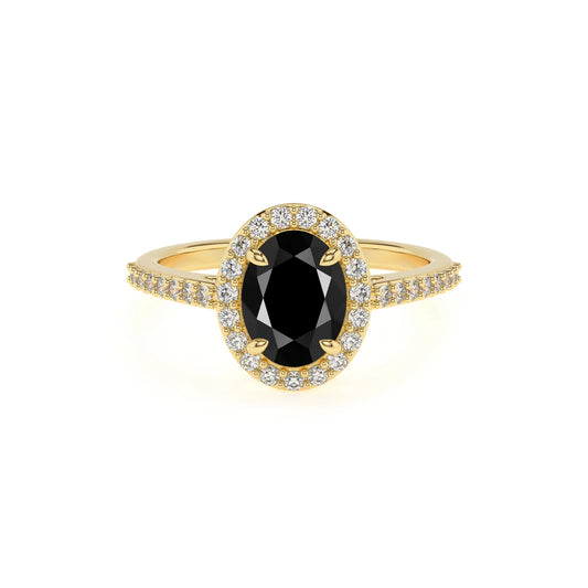 natural black-onyx oval solitaire rings in yellow gold 