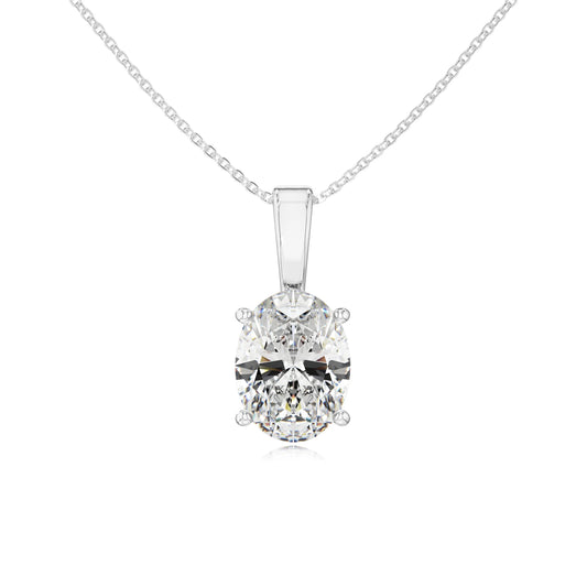 lab grown moissanite oval solitaire necklaces in platinum 