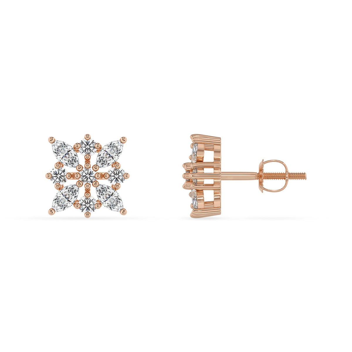 lab grown diamond marquise stud earrings in rose gold 