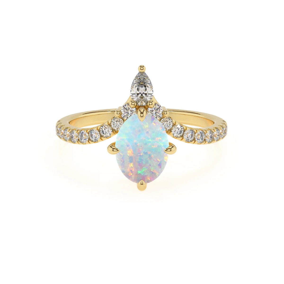 lab grown opal oval solitaire rings in yellow gold 