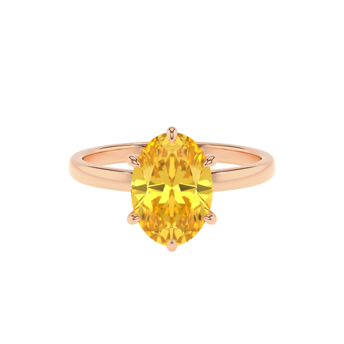 lab grown yellow-sapphire oval solitaire rings in rose gold 