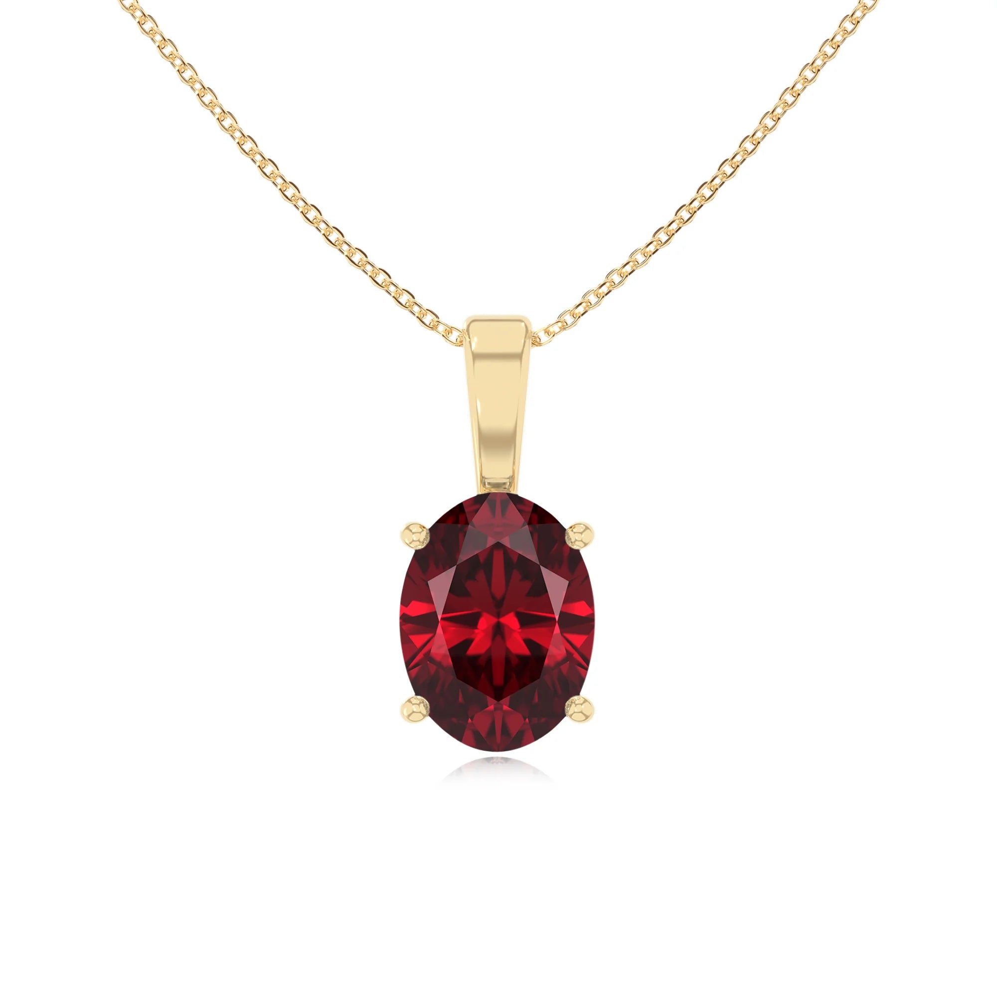 lab grown ruby oval solitaire necklaces in platinum 
