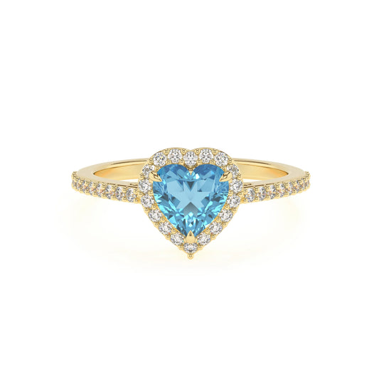 natural swiss-blue-topaz heart solitaire rings in yellow gold 