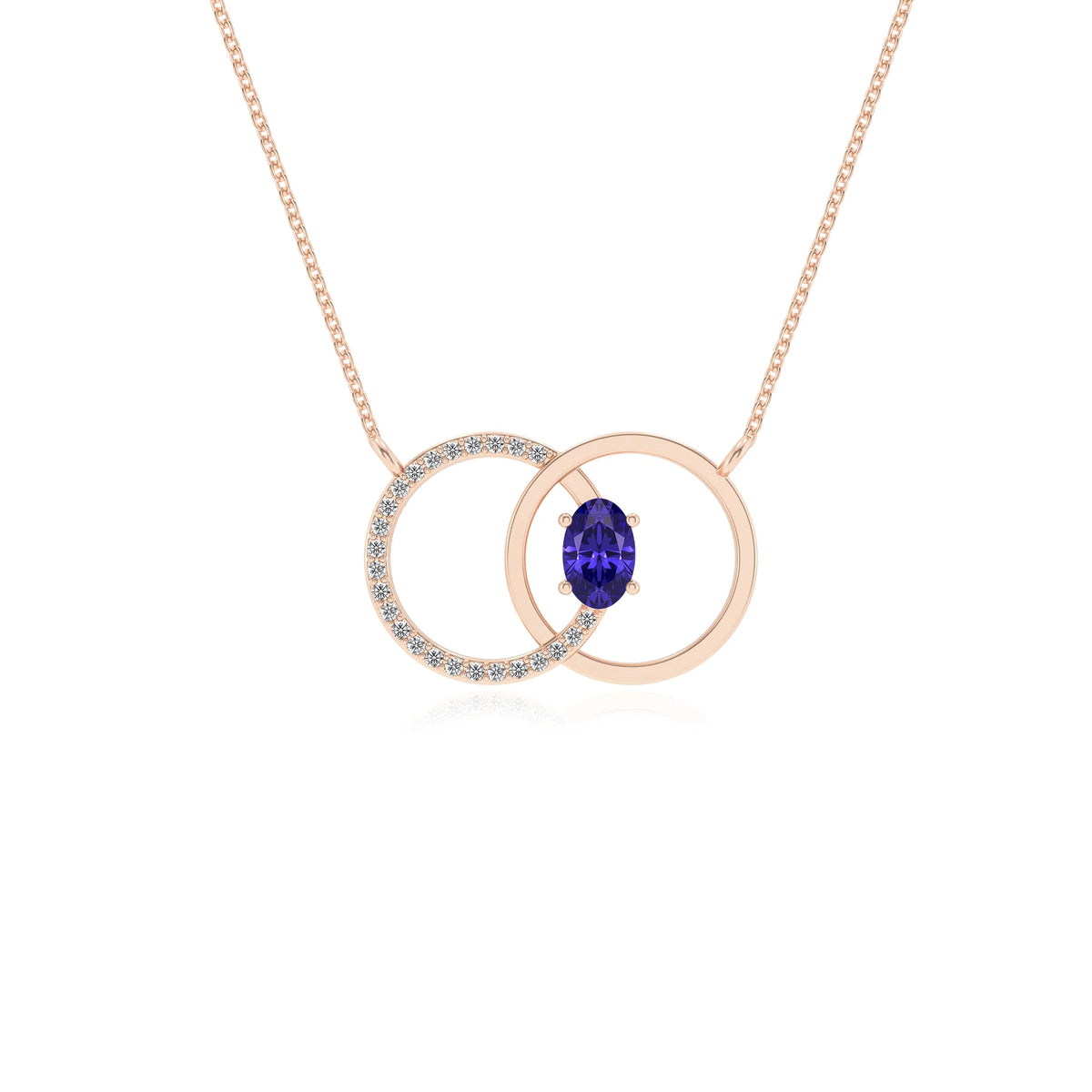 lab grown tanzanite oval solitaire necklaces in rose gold 