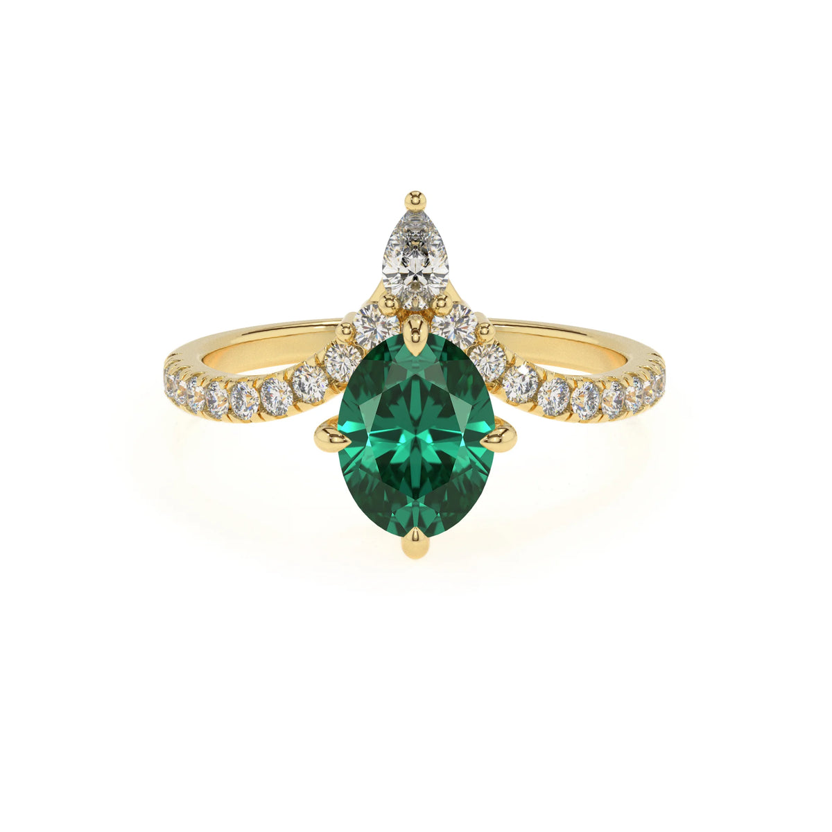 lab grown emerald oval solitaire rings in yellow gold 