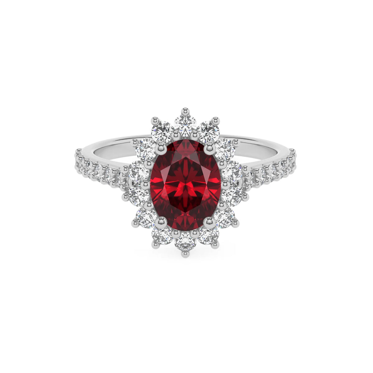 lab grown ruby oval solitaire rings in platinum 