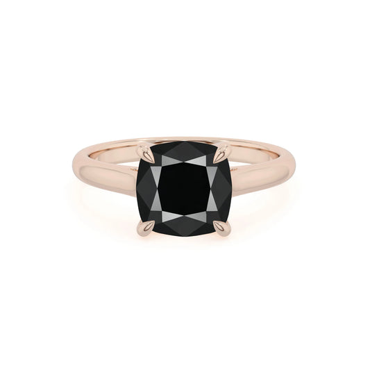 natural black-onyx cushion solitaire rings in rose gold 