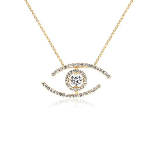 lab grown moissanite round solitaire necklaces in yellow gold 