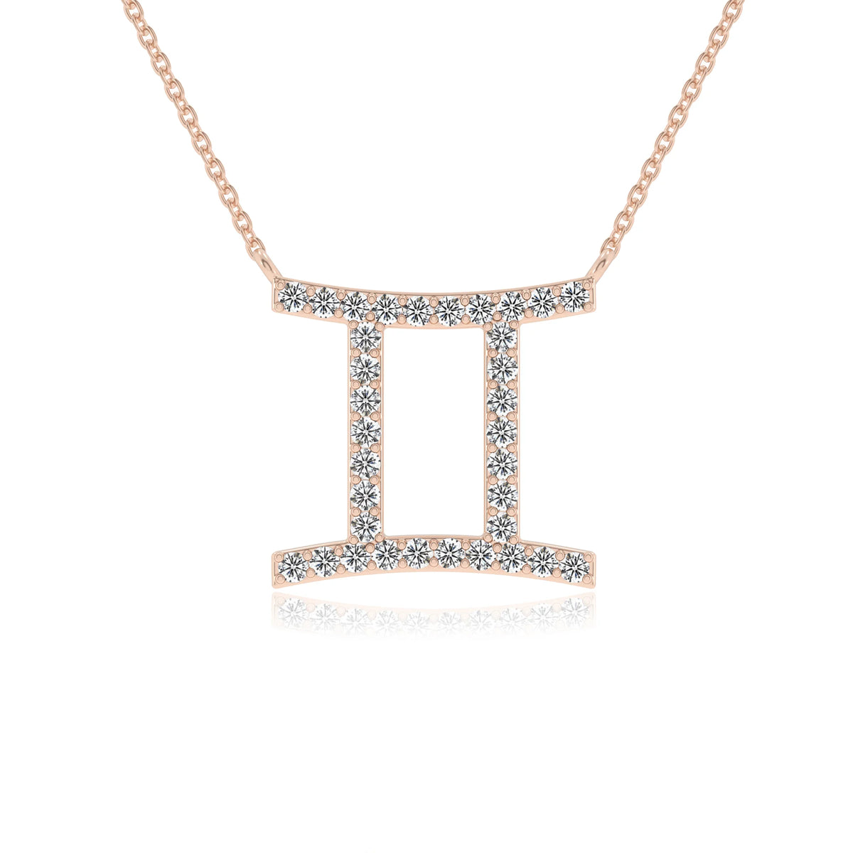 lab grown moissanite round necklaces in rose gold 