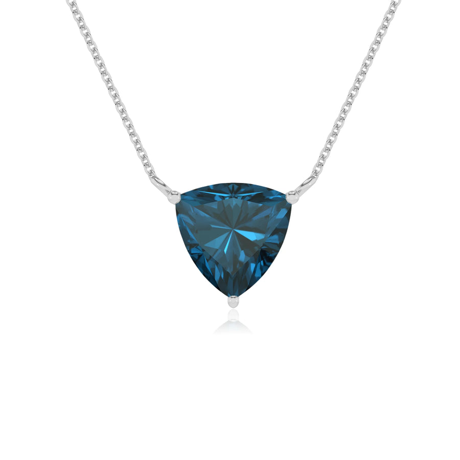 natural london-blue-topaz trillion solitaire necklaces in white gold 