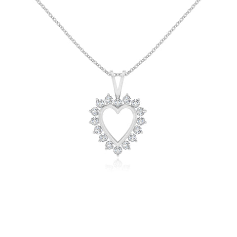 Lab Grown Moissanite Heart Shape Pendant Necklace with 18" Chain