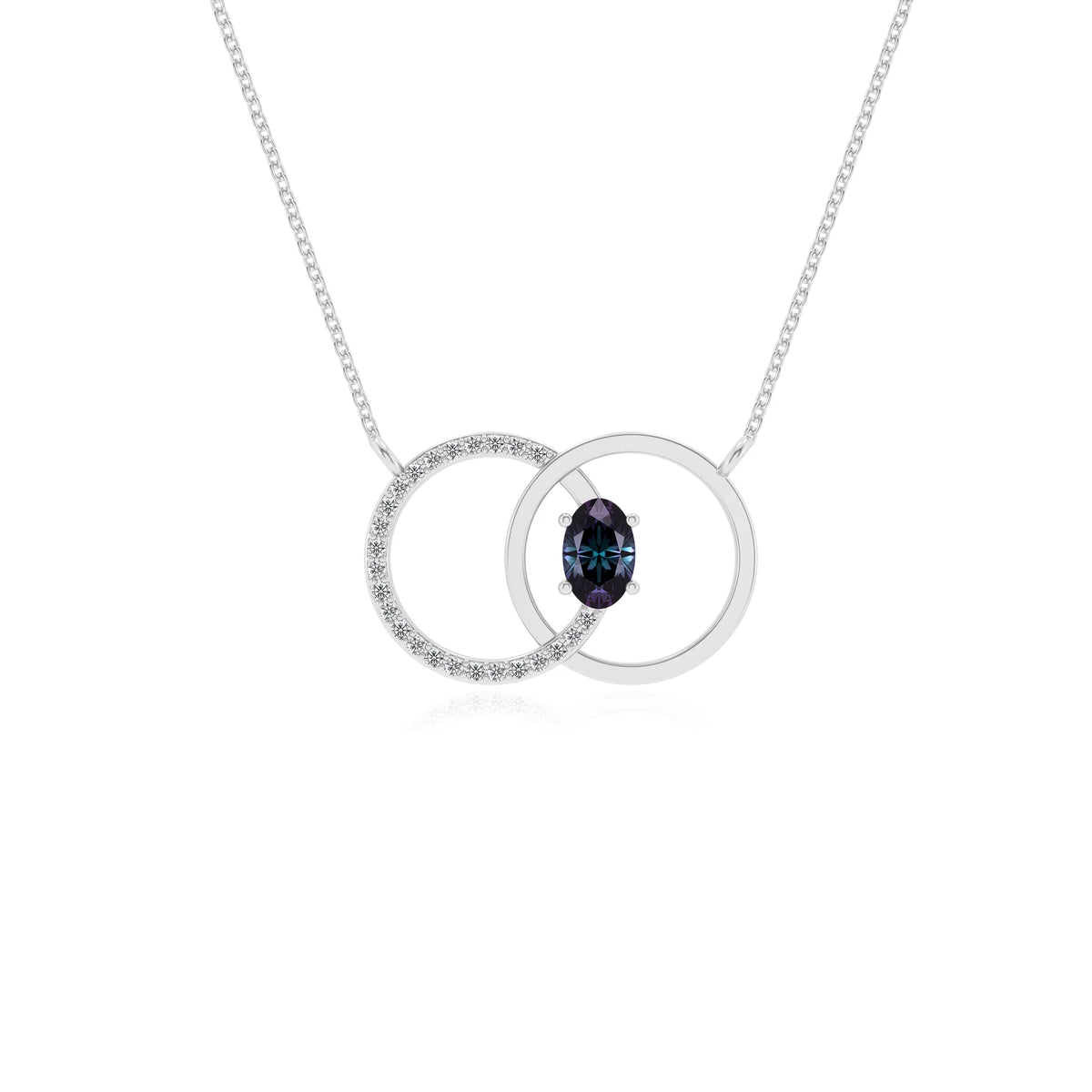lab grown alexandrite oval solitaire necklaces in sterling silver 