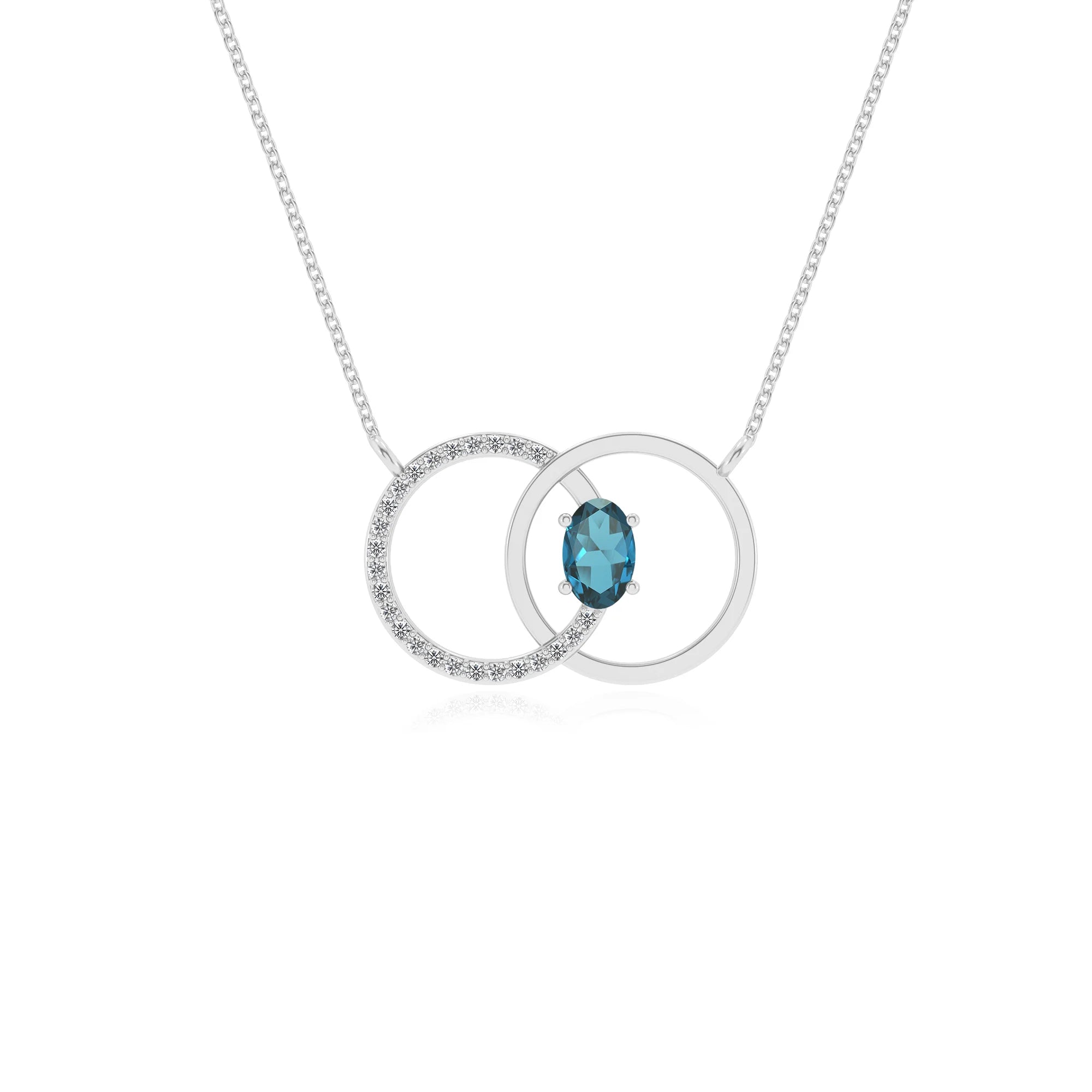 natural london blue topaz oval solitaire necklaces in sterling silver 