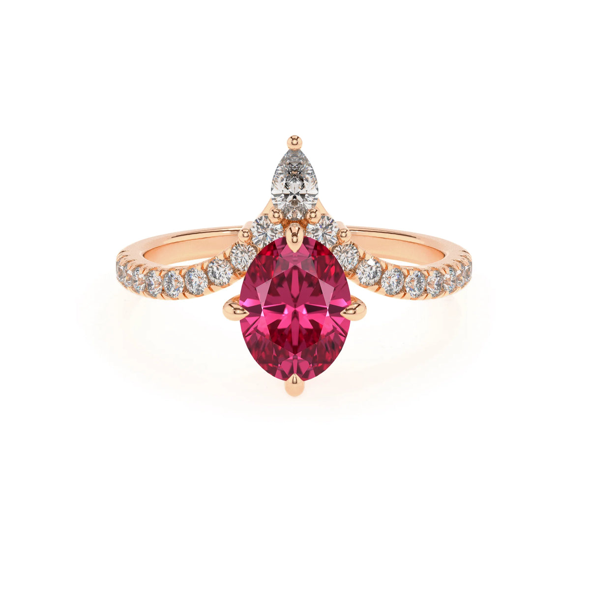 lab grown pink-tourmaline oval solitaire rings in rose gold 