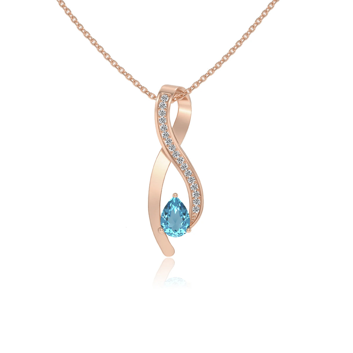 natural swiss-blue-topaz pear solitaire necklaces in rose gold 