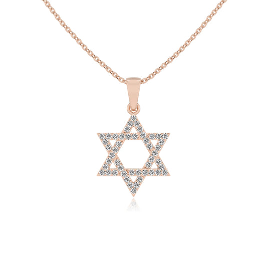 lab grown moissanite round necklaces in rose gold 