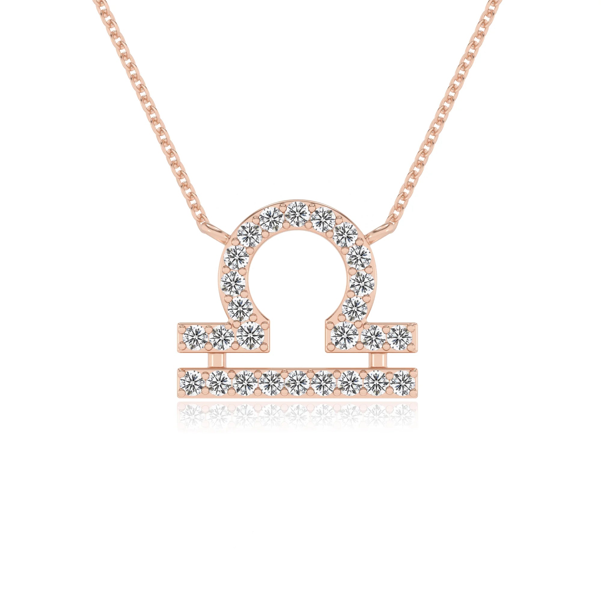 lab grown moissanite round necklaces in rose gold 