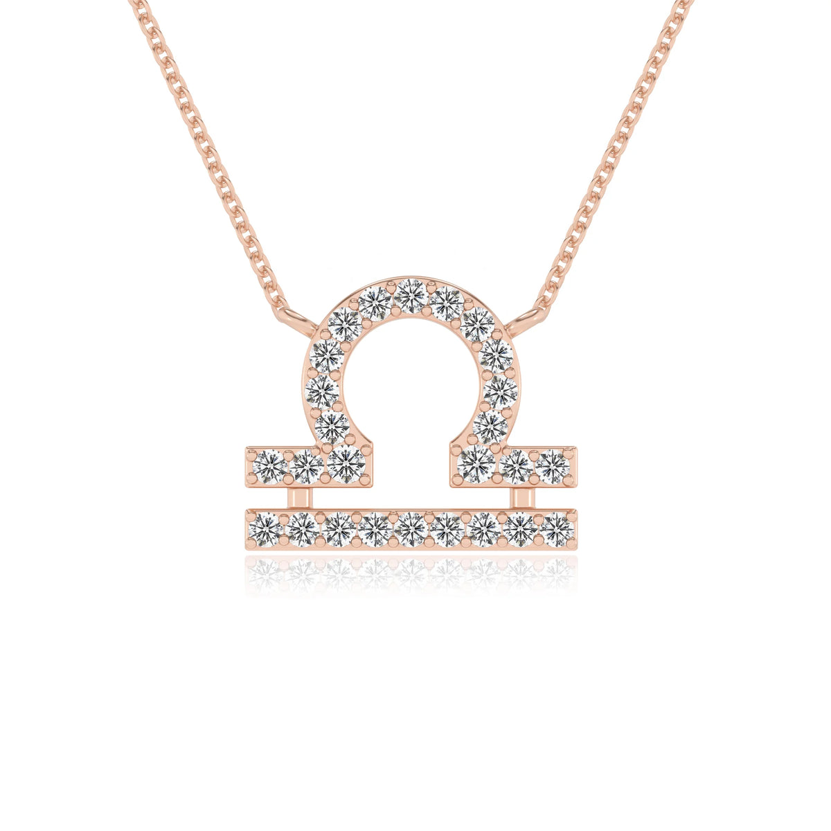 lab grown moissanite round necklaces in rose gold 