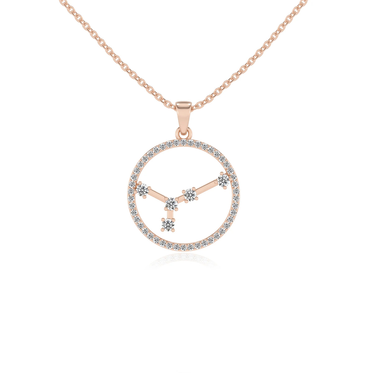 lab grown moissanite round necklaces in rose gold 