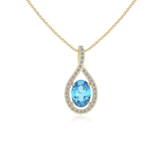 natural swiss-blue-topaz oval solitaire necklaces in yellow gold 