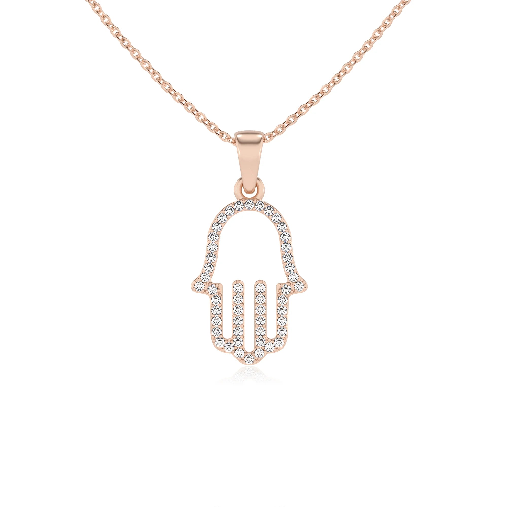 lab grown diamond round necklaces in rose gold 