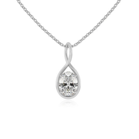 lab grown moissanite oval solitaire necklaces in platinum 