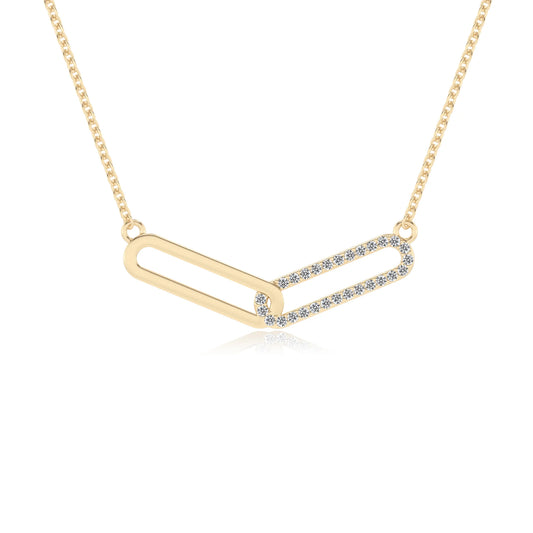 lab grown moissanite round infinity necklaces in yellow gold 