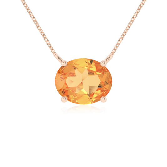 lab grown citrine oval solitaire necklaces in rose gold 
