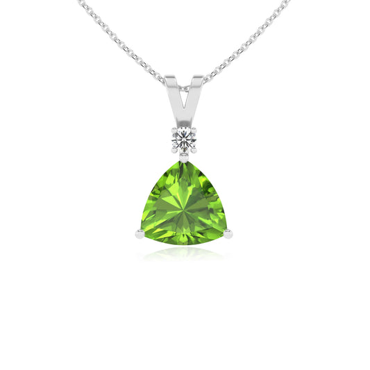 natural peridot trillion solitaire v-bale necklaces in sterling silver 