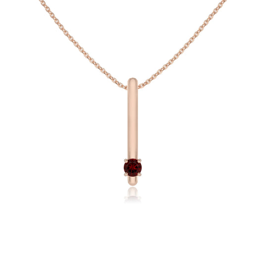 natural garnet round bar necklaces in rose gold 
