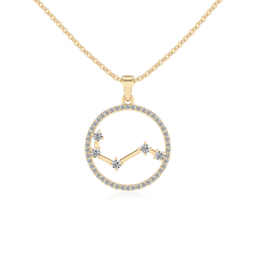 lab grown moissanite round necklaces in yellow gold 