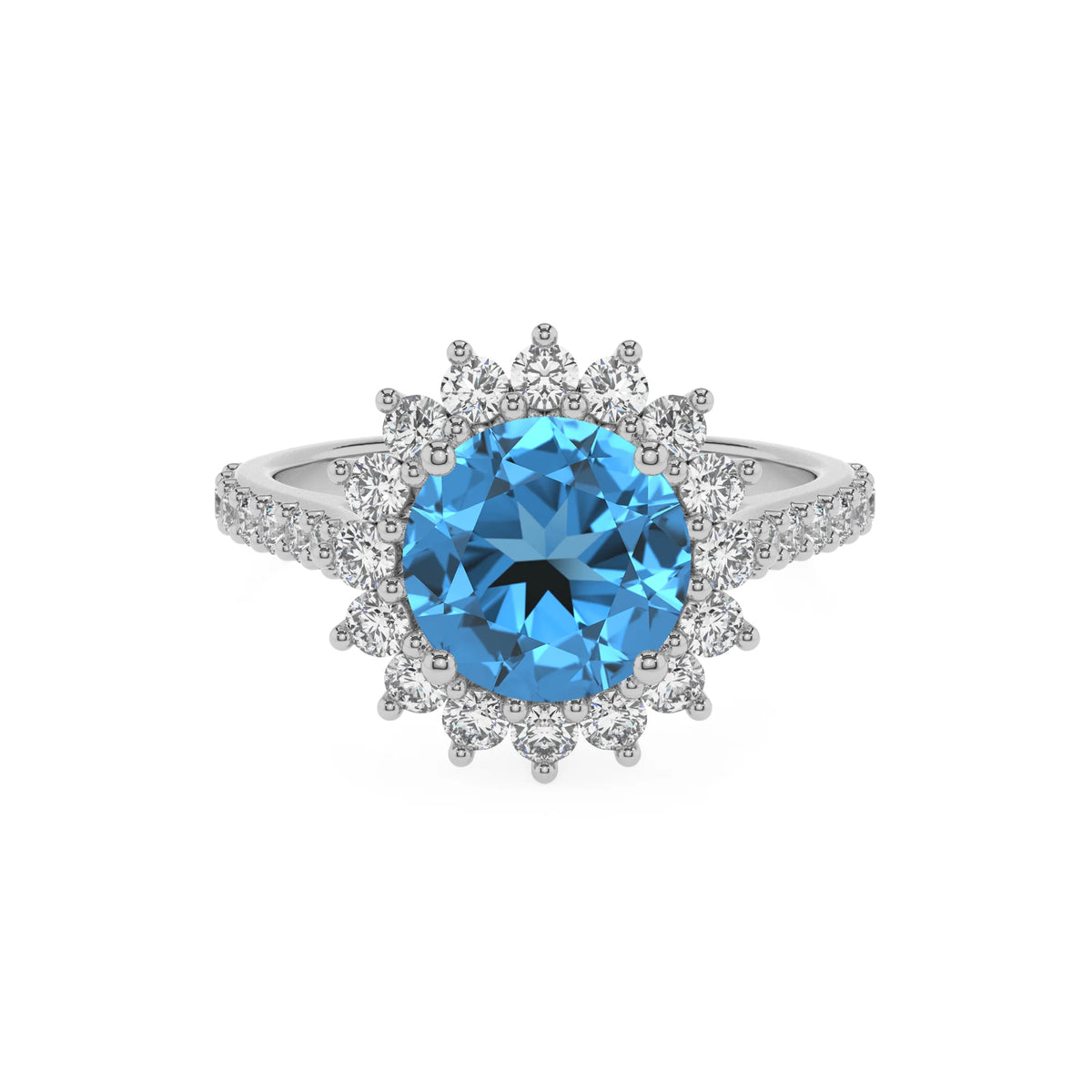 natural swiss-blue-topaz round solitaire rings in platinum 
