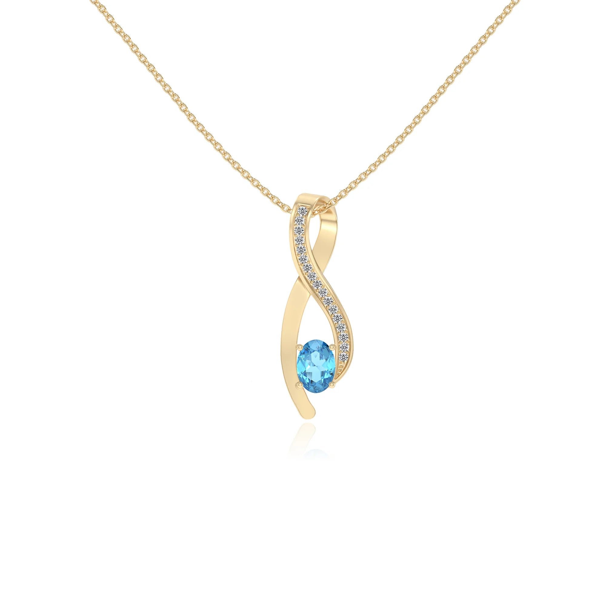 natural swiss-blue-topaz oval solitaire necklaces in yellow gold 
