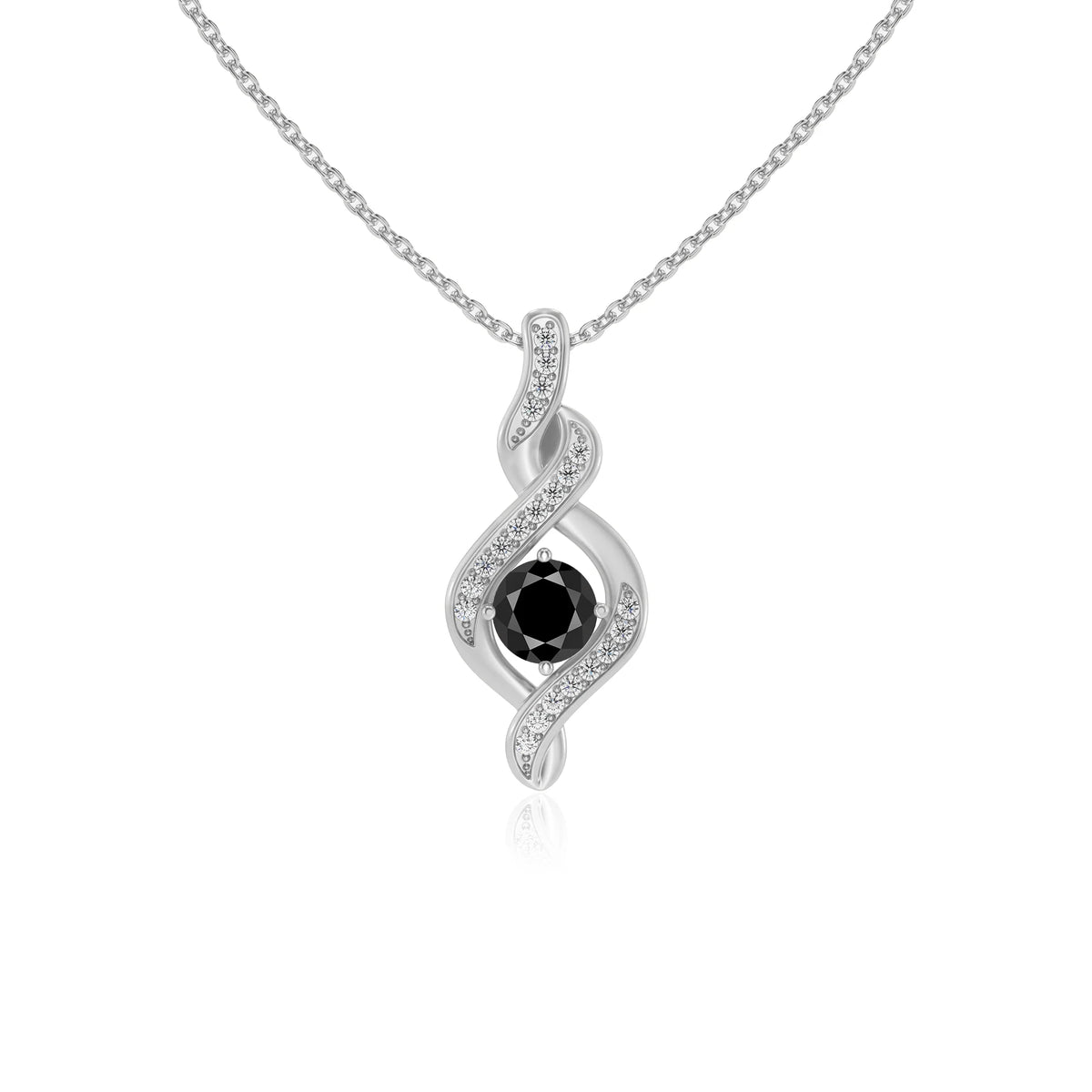 natural black-onyx round solitaire necklaces in platinum 