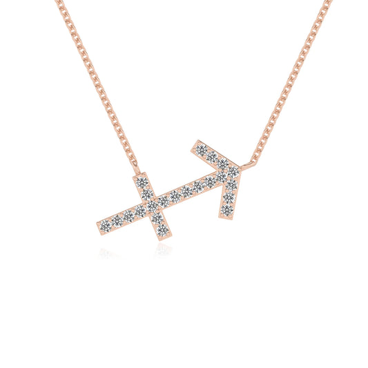 lab grown moissanite round necklaces in rose gold 